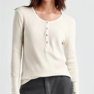 Splendid Cream Thermal Waffle long sleeve Henley